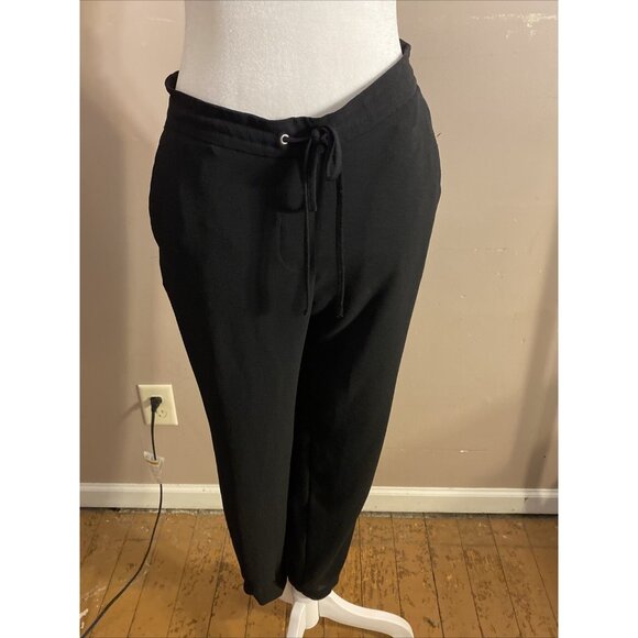 Zara Jogger Tuxedo Stripe Black Elastic Waist Semi Sheer Drawstring Wms Sz M - Picture 1 of 11